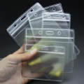 10 PCS Transparent Vinyl Plastic ID Card Holder with Zipper Badge Holder Accessories School Supplies