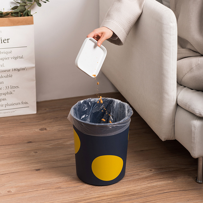 9.8L Bedroom Trash Can Living Room Waste Bin Dot Pattern Trash Cans Office Garbage Bucket Without Lid European Style Dustbin Hot
