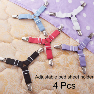 4pcs/set Elastic Bed Sheet Clips Suspenders Straps Adjustable Heavy Duty For Home Bed Sheet Clips Holder bed sheet clips