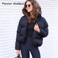 Fashion Women Bubble Coats Down Parka Puffer Cropped Jackets Coat Warm Outcoat Zipper Stand Collar Oversized Jacket Parkas Mujer