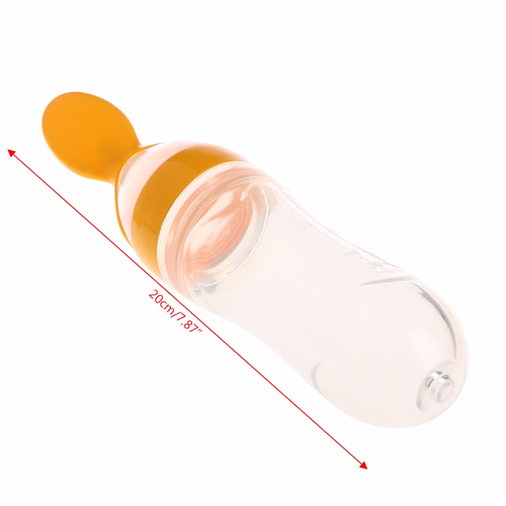 YAS Infant Baby Kids Silicone Feeding With Spoon Feeder Food Rice Cereal Bottle New