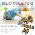 6pcs/lot Mini Car Toys Diecast Car Sets Construction Bulldozer Excavator Engineering Vehicle Kit Kids Vehicl Engineering Car