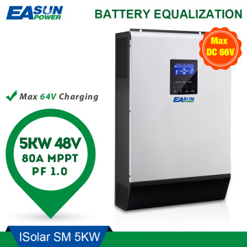 EASUN POWER Solar Inverter 5000w 80A MPPT Off Grid Inverter 48V 220V Hybrid Inverter Pure Sine Wave Inverter 60A Battery Charger