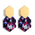 Mottled Acrylic Earrings Resin Drop Dangle Earring Hoop Statement Polygonal Bohemian Fashion Jewelry Earrings for Women Girls