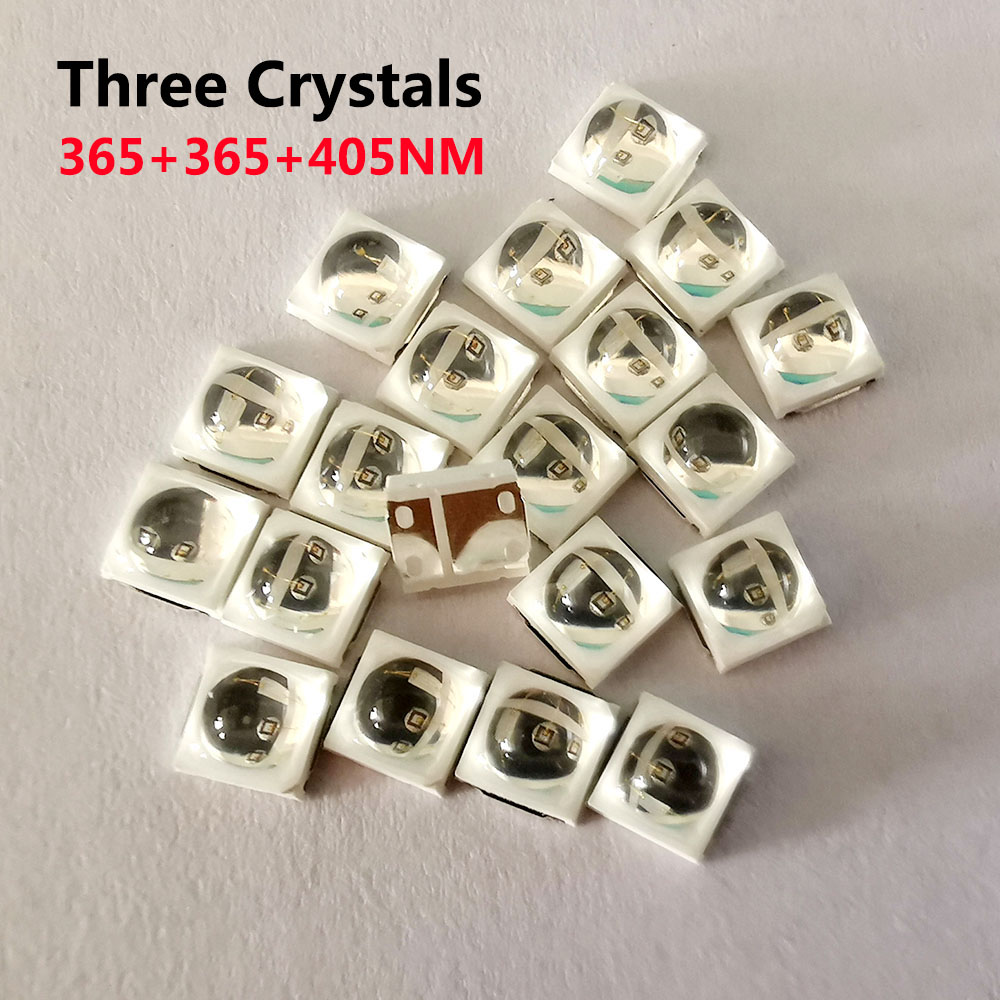 Epistar 10pcs 2W 365nm+365nm+405nm Three Crystals LED Diodes UV LED Nail Lamp Bead SMD5050 5054 LED Lamp For Nail Machine DIY