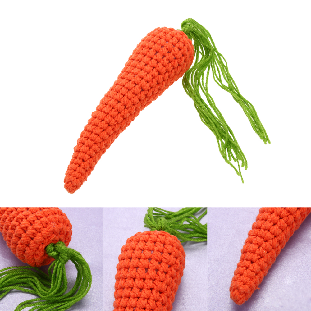 Newborn hand knitting crochet rabbit wool baby clothing photography props carrot simulation toy