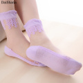 DaiShana Summer Ladies Lace Embroidery Silk Transparent Glass Crytal Stretch Women Socks breathable socks hot selling 1 pair