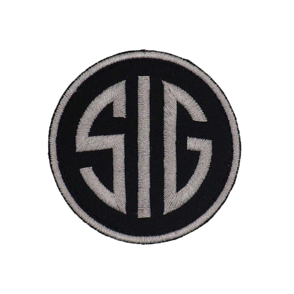 SIG ROUND CIRCLE PATCH Embroidered HOOK AND IRON ON BACKING