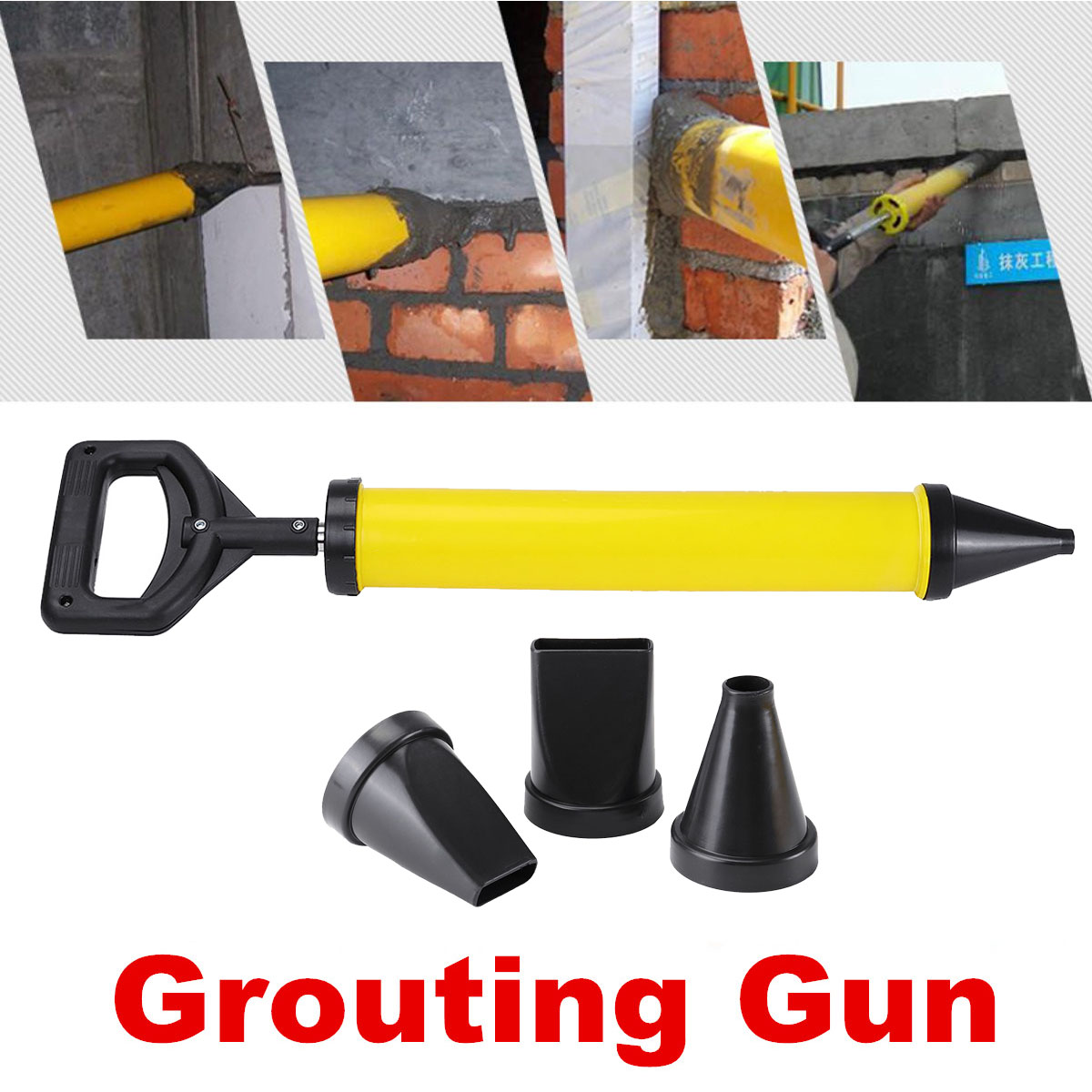 Caulking Gun Pointing Brick Grout Mortar With 4 Nozzles Caulking Gun Hand Tool Set Aiming Mortar Sprayer Drill Bit Tool Set