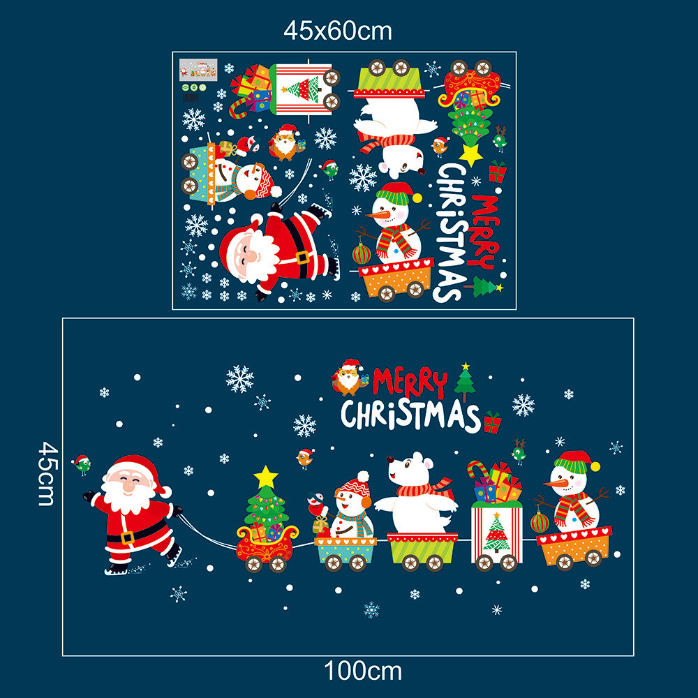 2021 Merry Christmas Window Art Decals Family Room Wall Stickers Murals Decorative Stickers Removable Wall Art Stickers
