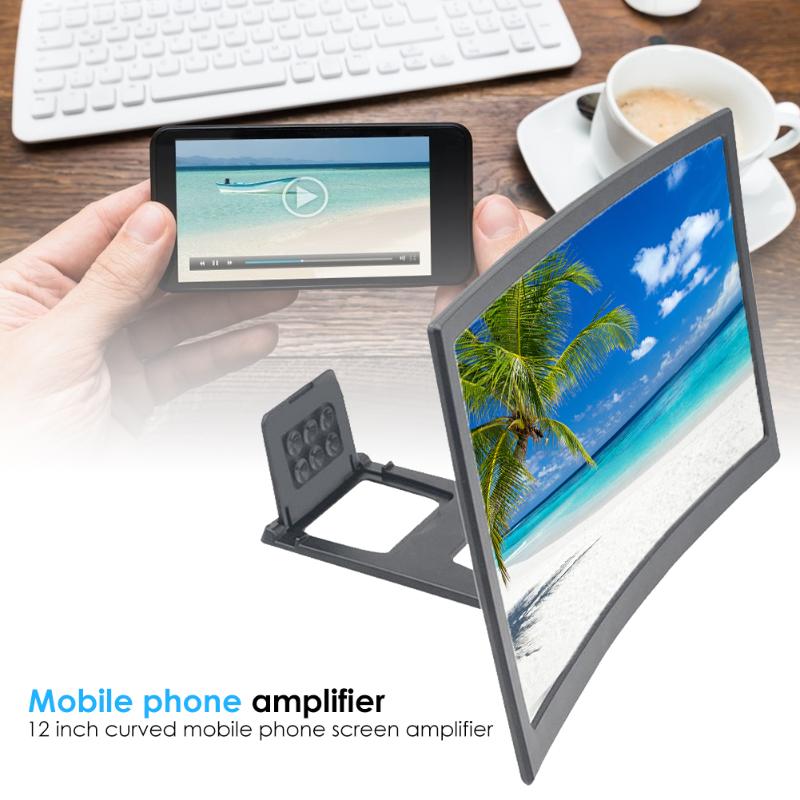 Mobile Phone Curved Screen Amplifier HD 3D Video Mobile Phone Magnifying Glass Stand Bracket Phone Foldable Holder