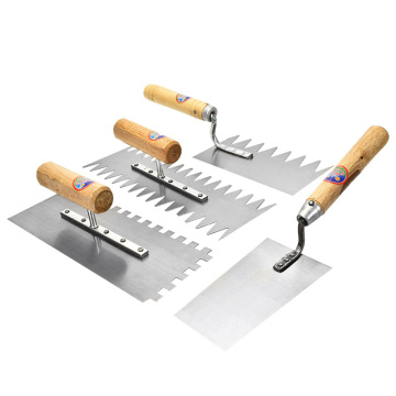 High Quality Wood Handle Plaster Trowel Sawtooth Plaster Plastering Finishing Trowel Steel Blade Tile Tool