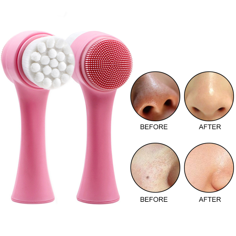 Double-sided Silicone Face Wash Brush, Makeup Remover And Blackhead Deep Cleaning Brush