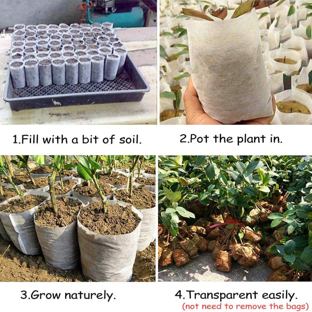 100 pcs/set Non-woven nursery bag Seedling Plants Organic Biodegradable Fabric Eco-friendly Ventilate Growing Planting Bags