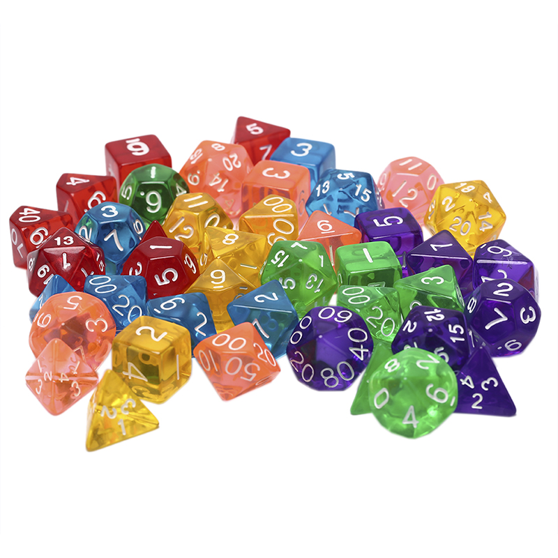 7Pcs/set Digital Dice Game Polyhedral Multi Sided Acrylic Dice Colorful Accessories for Board Game