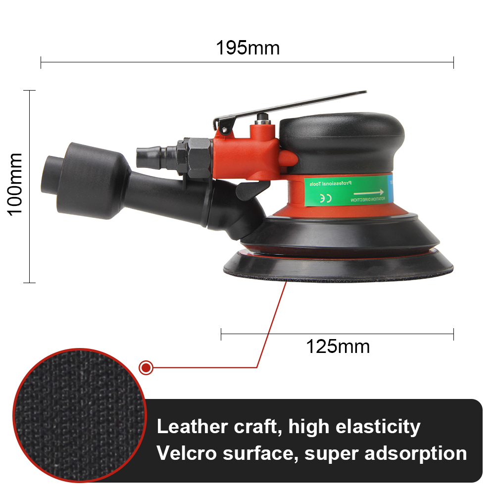 FivePears Pneumatic Sanding Machine 125MM 5" Eccentric 5MM Random Orbital Vacuum Air Sander Pneumatic Tools