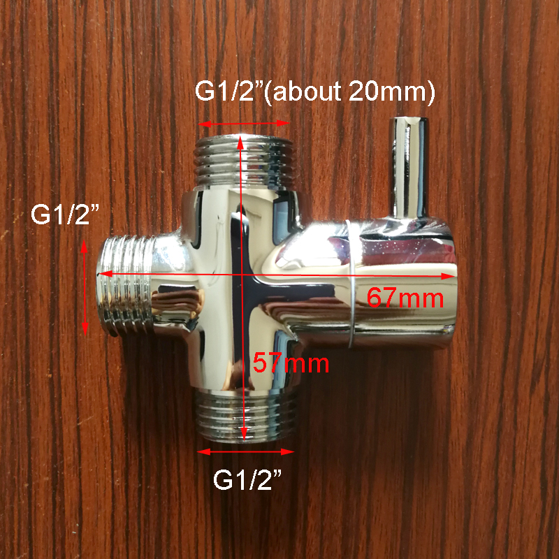 Vestudio Male G1/2" Brass Faucet T Adapter Chrome Plated Bathroom Shower Faucet Accessories Water Diverter 3 Way Filling Valve