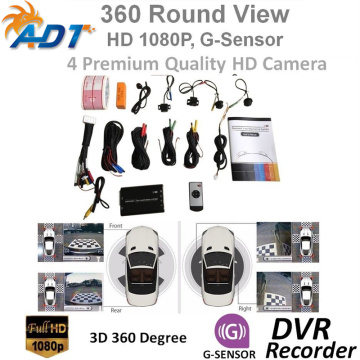 Car safety SVM 3D HD Car Surround View Monitoring System 360 Degree Driving Birds eye View Panorama 4 Cameras 4-CH DVR Recorder