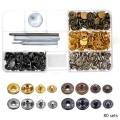 80 Sets/Pack Leather Craft Snap Fasteners Snaps Button Press Studs Rivets for clothing craft with 633# Fixing Tools