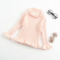 Baby Girls Sweaters Solid Ruffles Kids Basic Sweater Spring Autumn Turtleneck Infant Knitted Pullovers Tops RT045