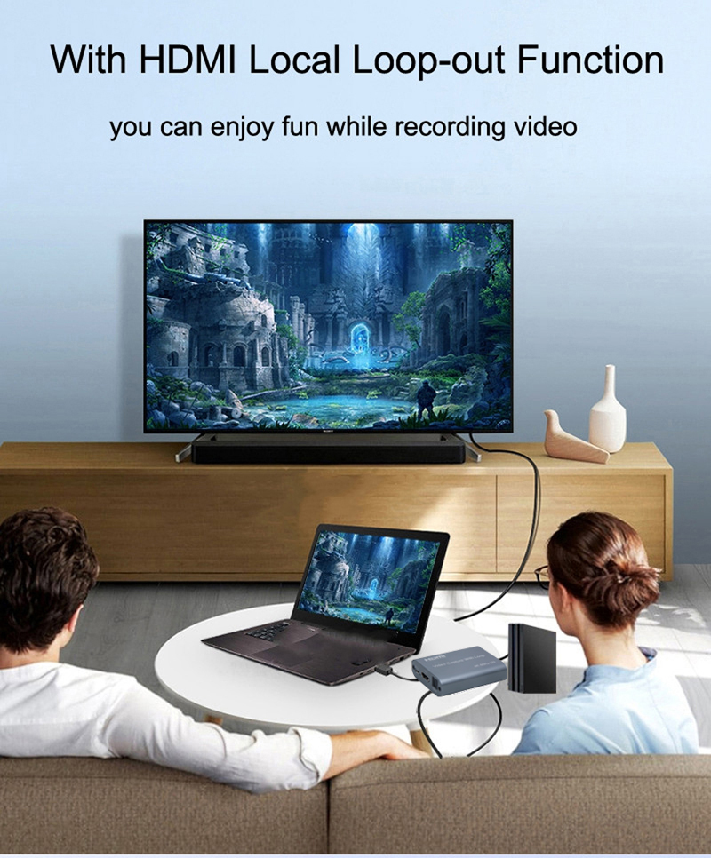 4K 60HZ USB 3.0 Loop Out Optical Output Video Capture Card 1080P 60fps HDMI Video Grabber Box for PS4 Game Record Live Streaming