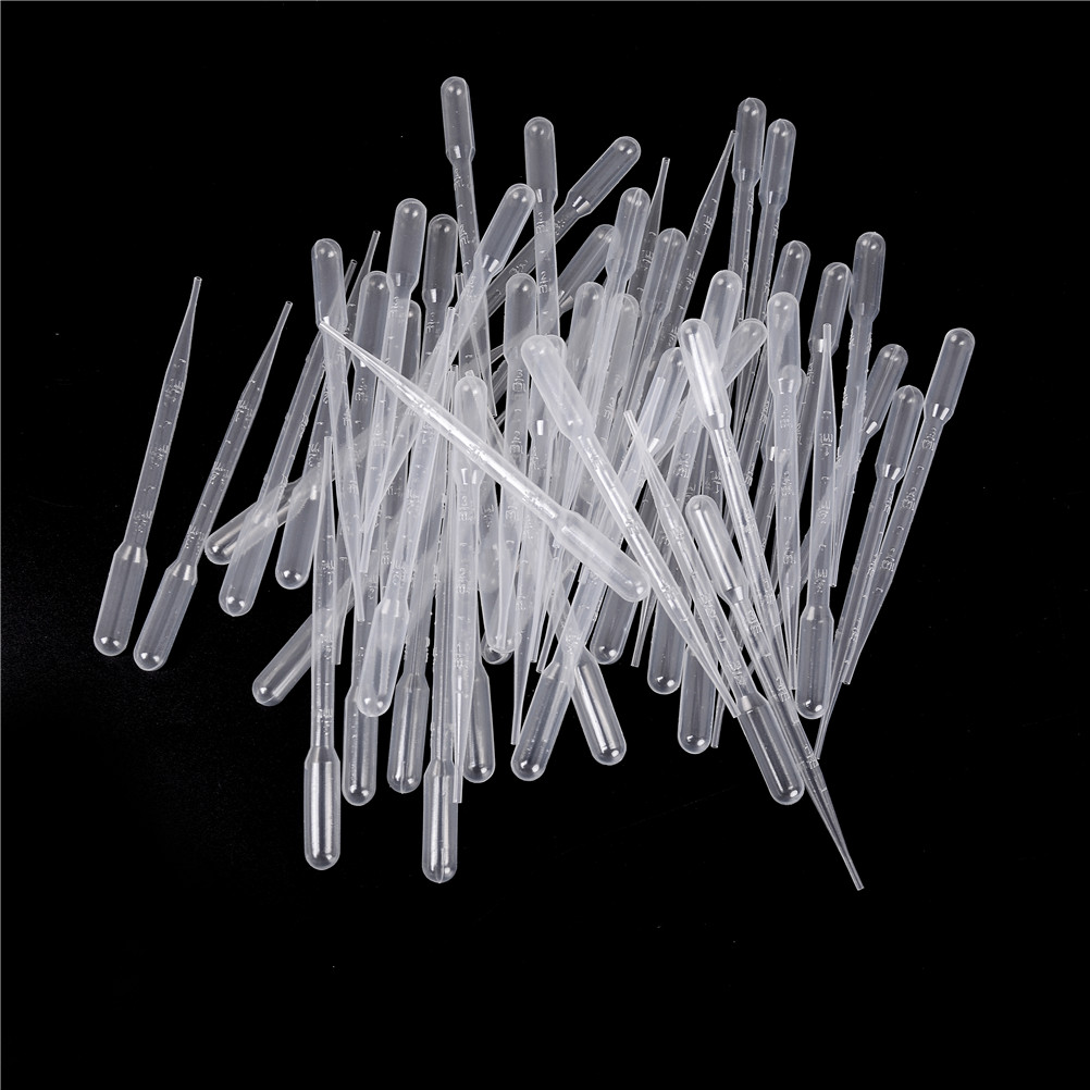 100PCS/set 3ML Transparent Pipettes Disposable Safe Plastic Eye Dropper Transfer Graduated Pipettes For Lab Experiment Supplies