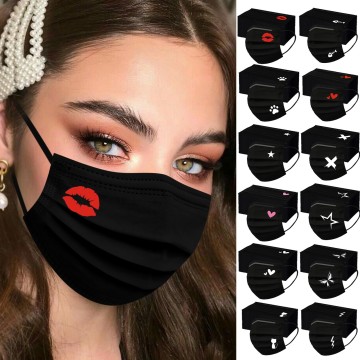 50pcs Black Mask Disposable Face Mask Industrial Ear Loop Mascarillas Face cover Masque Facial Fabric Protective Mask