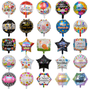 50pcs 18inch New Spanish helium foil balloons Feliz cumpleaños balloons globo happy birthday decor Rose Gold Round bulk sell