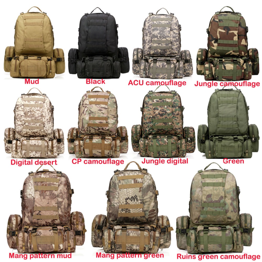 SINAIRSOFT 50L Molle Tactical Backpack Multifunction High Capacity Assault Travel Military Camouflage Outdoor Bag Bags Rucksack