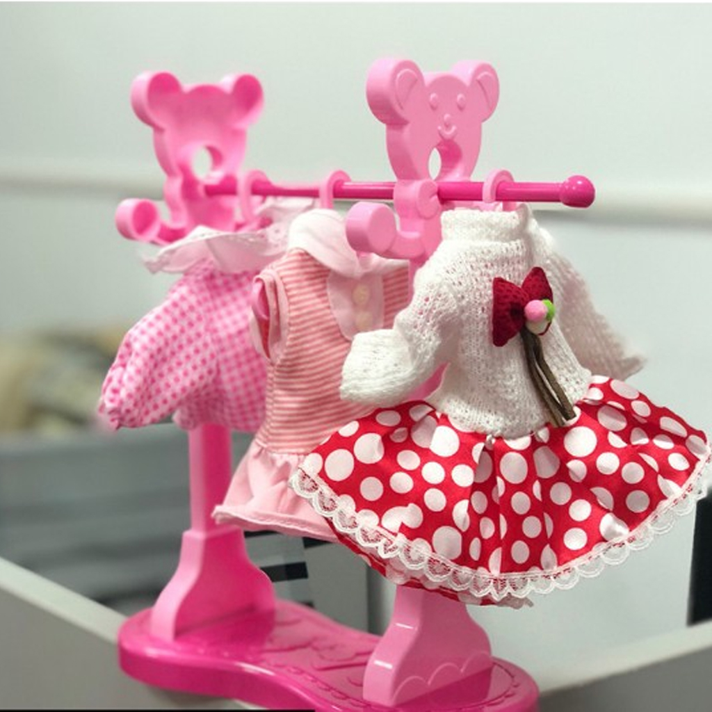 Doll Plastic Clothes Hanging Shelf Hanger for Mellchan Dolls Clothing Dress Furniture DIY Children Toys