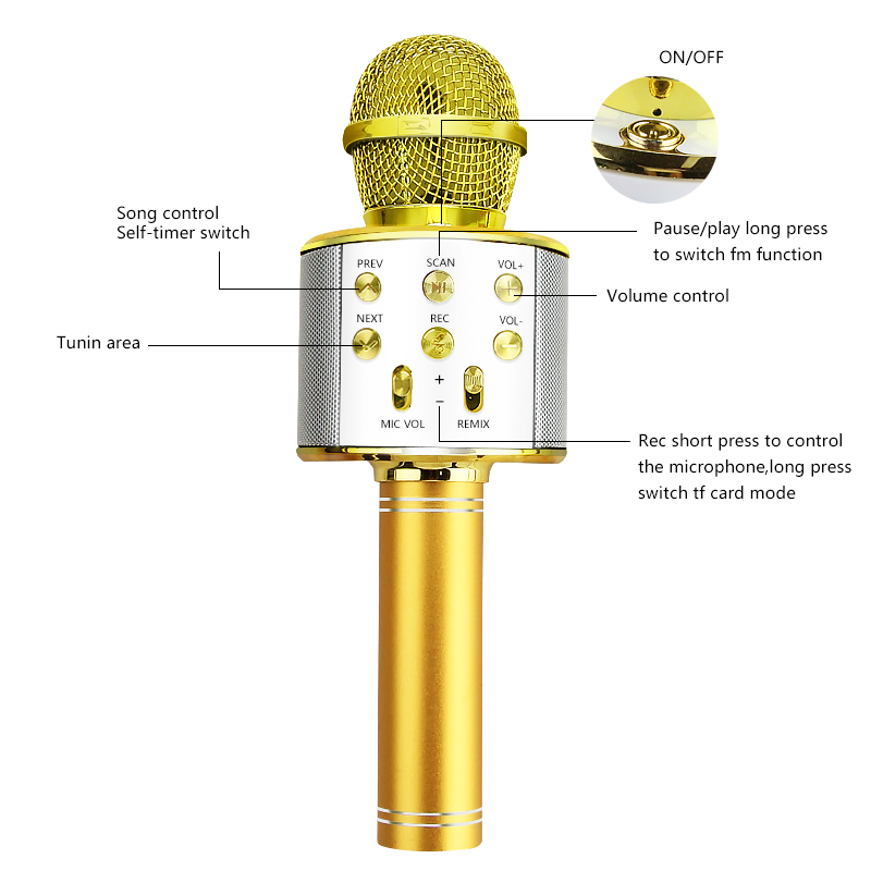 Bluetooth Wireless Microphone Handheld Karaoke Mic USB Mini Home KTV For Music Professiona Speaker Player Singing Recorder Mic