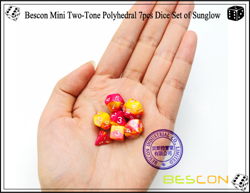 Bescon Mini Two-Tone Polyhedral 7pcs Dice Set of Sunglow-6