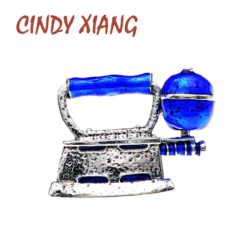 CINDY XIANG Enamel Steam Iron Pin Unisex Women And Men Brooches Creative Desgin Pin Fashion Jewelry 4 Colors Available