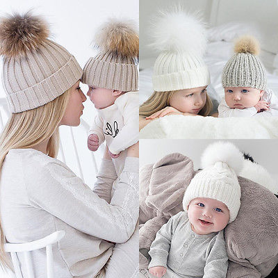 Mother Child Baby Toddler Kids Girls Boys Warm Hat Winter Beanie Knitted Cap New