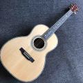 Custom OOO Style 39 Inch 43mm Nut Wide Rosewood Back Side All Abalone Binding Acoustic Electric Guitar with Electronic EQ