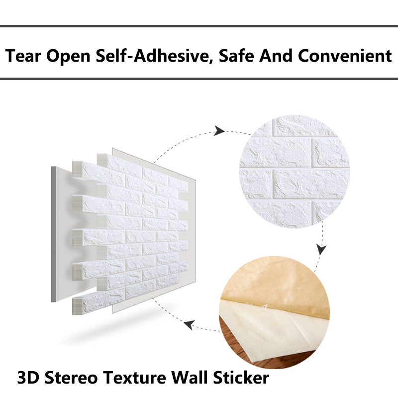 70*77 3D Wall Sticker Self Adhesive Wallpaper DIY Brick Living RoomTV Kids Safty BedroomWarm Home waterproof Decor Wall Stickers