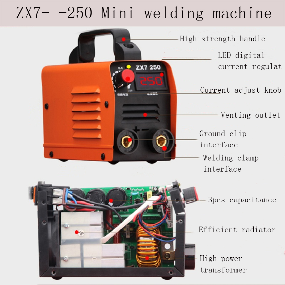 220V ARC Welder 250A ZX7-250 DC Inverter portable welder Inverter Welding Machines for Home Beginner