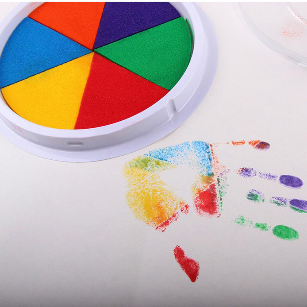 1pc Large 6 Colors Round Ink Pad Children Finger Painted Hand Prints Plate Non-toxic Water Check Stamp Pad Graffiti Paint Plate