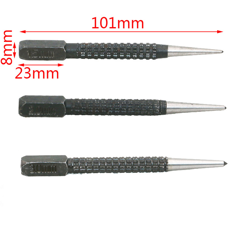 Hot sell 3pcs Non Slip Center Pin Punch Set 3/32" High-carbon Steel Center Punch For Alloy Steel Metal Wood Drilling Tool