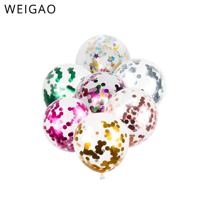 WEIGAO Gold Confetti Balloons 12 Inch Latex Party Balloons with Golden Confetti Dots for Wedding Engagement Party Decoration