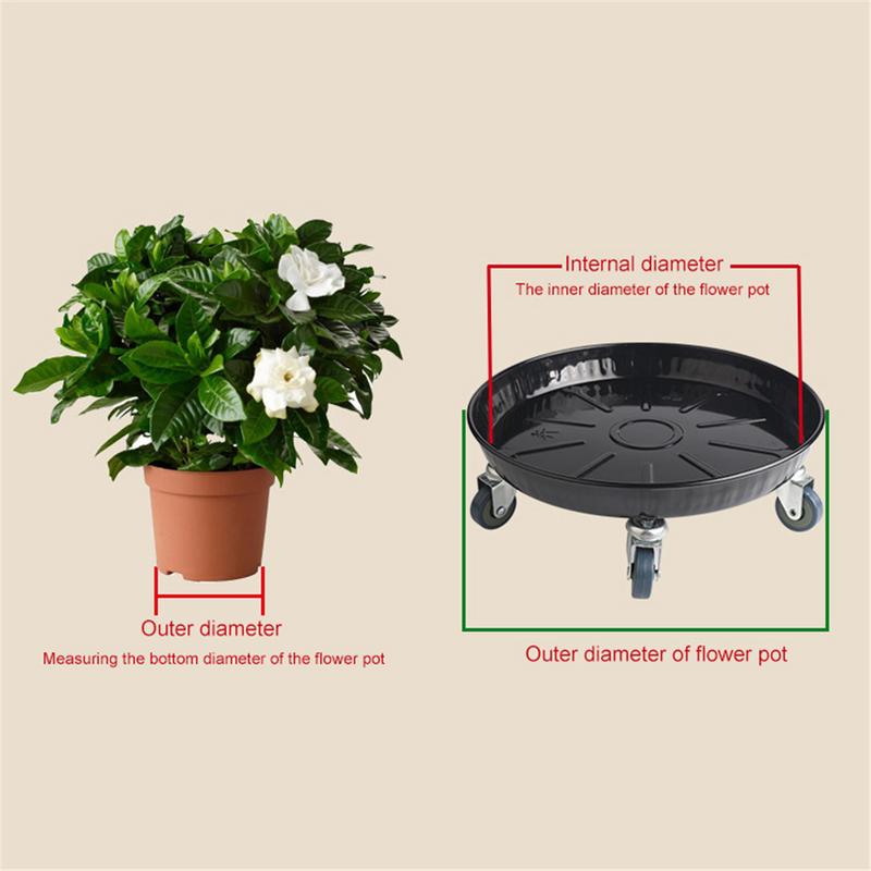 Multi-function Moving Flower Pot Tray Round Wheeled Metal Flower Pot Base With Universal Wheel Strong Bearing Capacity