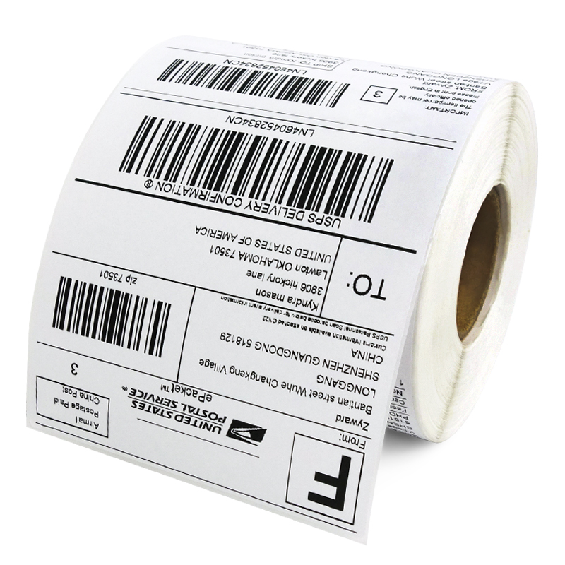 Thermal Shipping Label 4x6" ( 100 x 150 mm), roll of 500pcs, core 1"(25mm), 1 Roll for Zebra 2844 Zp-450 Zp-500 Zp-505
