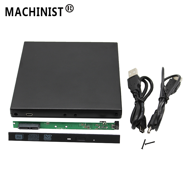 9.5mm USB 2.0 SATA external drive DVD CD DVD-Rom Case drive box for Laptop Notebook External Portable hard disk HDD Enclosure