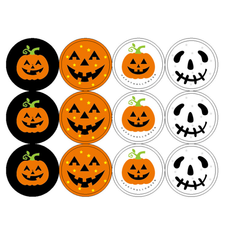 120pcs Halloween paper Stickers Halloween Gift decoration Pumpkin Ghost Packaging Sealing Label Sticker Halloween party Stickers