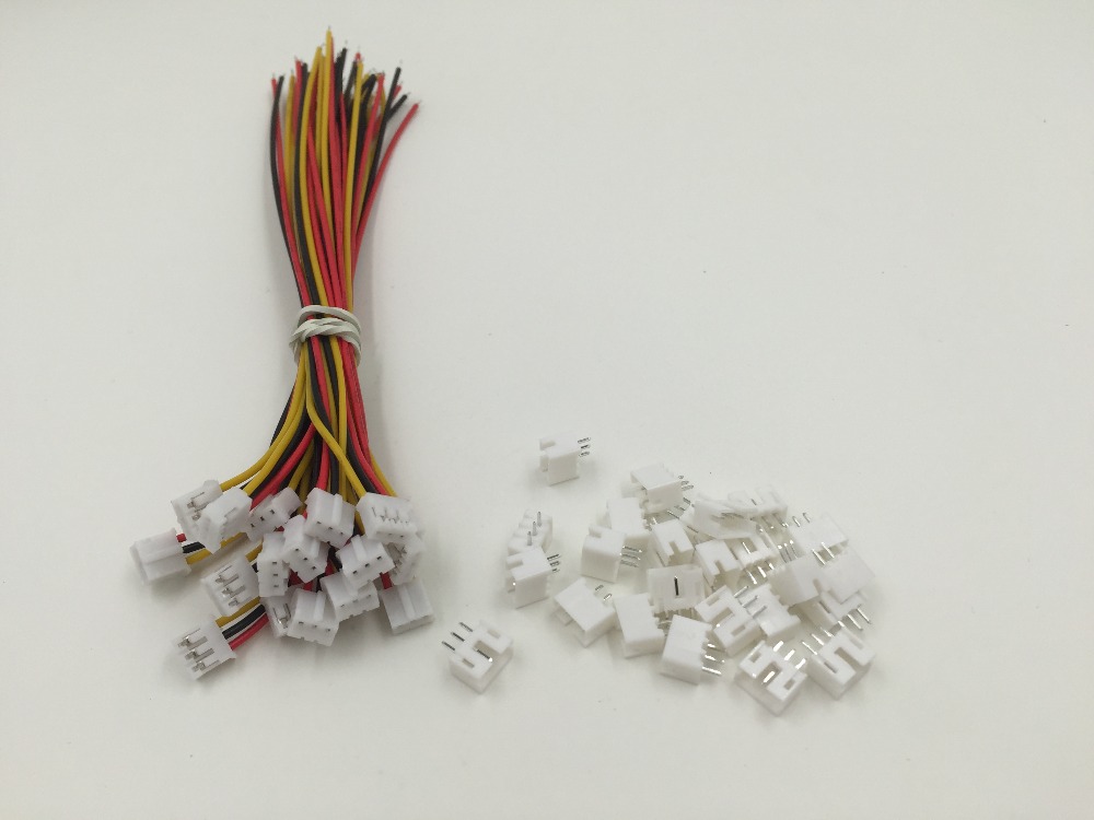 50 SETS Mini Micro JST 2.0 PH 3-Pin Connector plug with Wires Cables 100MM