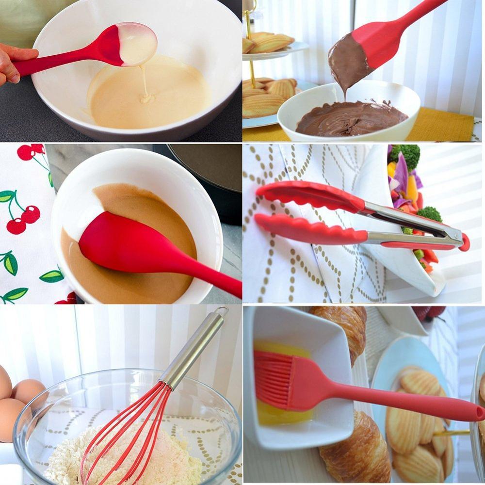 Kitchen Silicone Non-stick Cooking Spoon Spatula Ladle Egg Beaters Utensils Dinnerware Set Cooking Tools Accessories Supplies