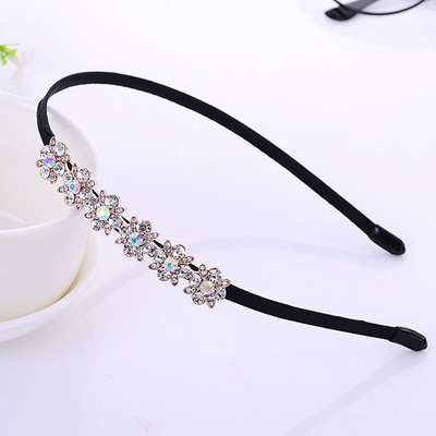 New Shiny Crystal Rhinestone White Flower Bridal Hairband Tiara High Quality Silver Color Headband Wedding Hairwear Hair Jewelry