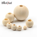 10-40mm Big Hole Natural Wooden Beads Lead-free Wood Round Balls For Jewelry Making Diy Children Teething Spacer Wood Crafts