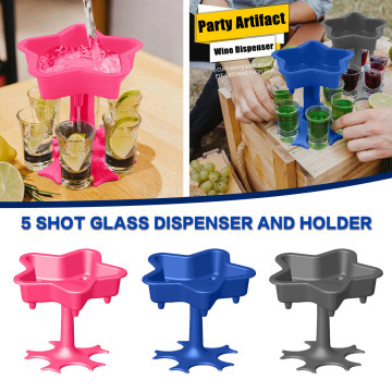 5 Shot Glass Dispenser Holder Wine Glass Rack Cooler Beer Beverage Dispenser Party Gifts Pentagram Flower Shape Bar Accessories
