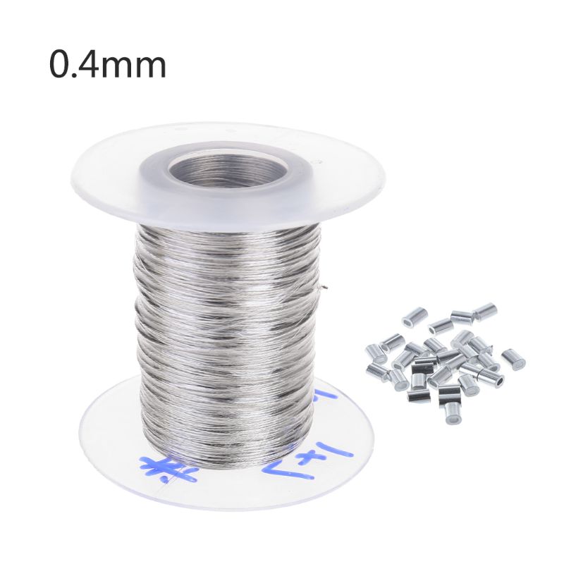 100m 304 Stainless Steel Wire Rope Soft Fishing Lifting Cable 1*7 Clothesline With 30 Aluminum Ferrules
